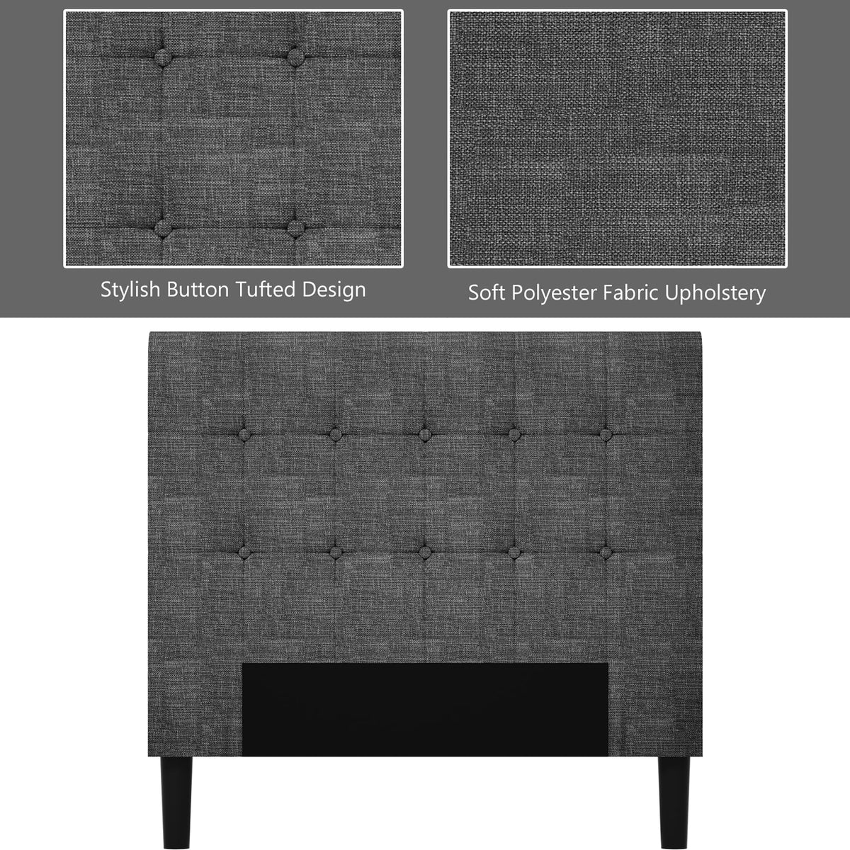 Costway Twin Upholstered Bed Frame Button Tufted Headboard Mattress Foundation Beige