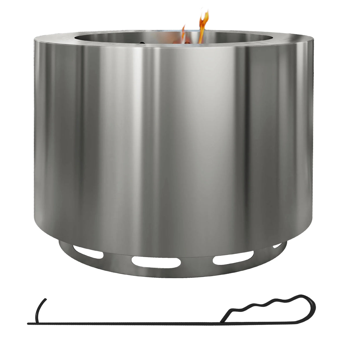 Outsunny Smokeless Fire Pit w/ Poker, 19" Firepit, Steel, Black
