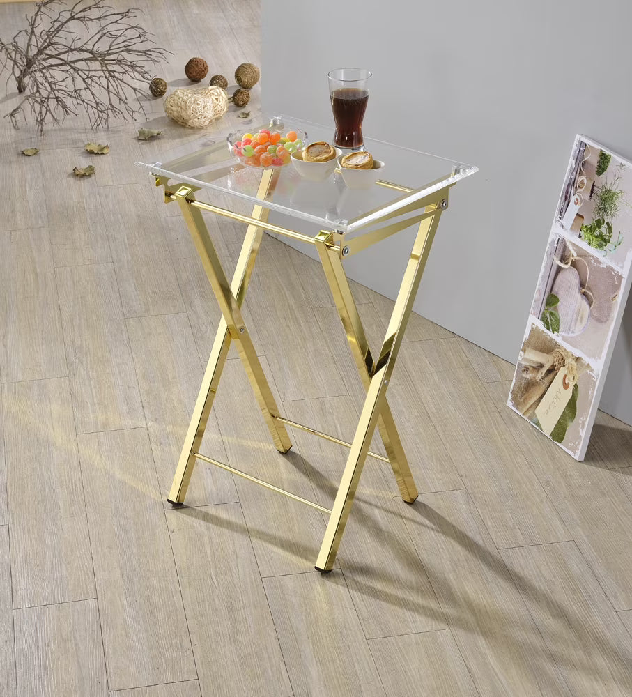 Millennial Collection - Mari Folding Tray Table in Gold, Set of 2