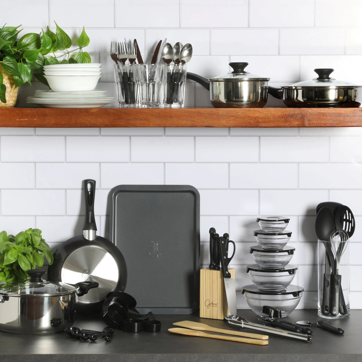 Gibson Home 71-Piece Stainless Steel Silver Cookware Combo Set