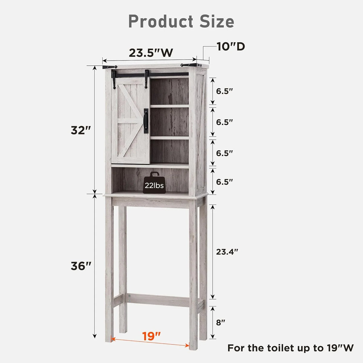 OKD 68In Farmhouse Over The Toilet Storage Cabinet with Sliding Bathroom Organizers and Storage Barn Door & Adjustable Shelves, Dark Rustic Oak