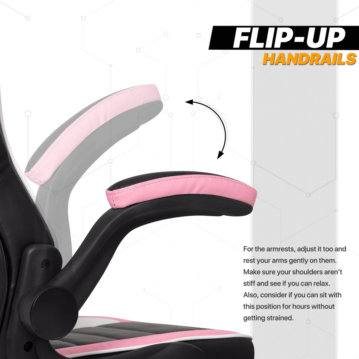 MoNiBloom PU Leather Computer Gaming Chair, with Flip-Up Arms Working Desk Office Seat, Black/Pink