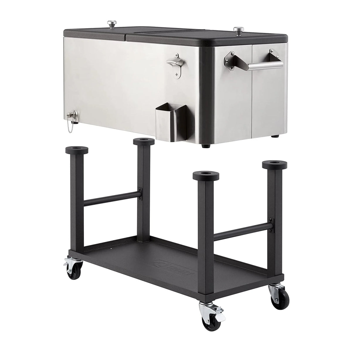 Trinity 80 Quart Steel Cooler w/ Shelf on Wheels