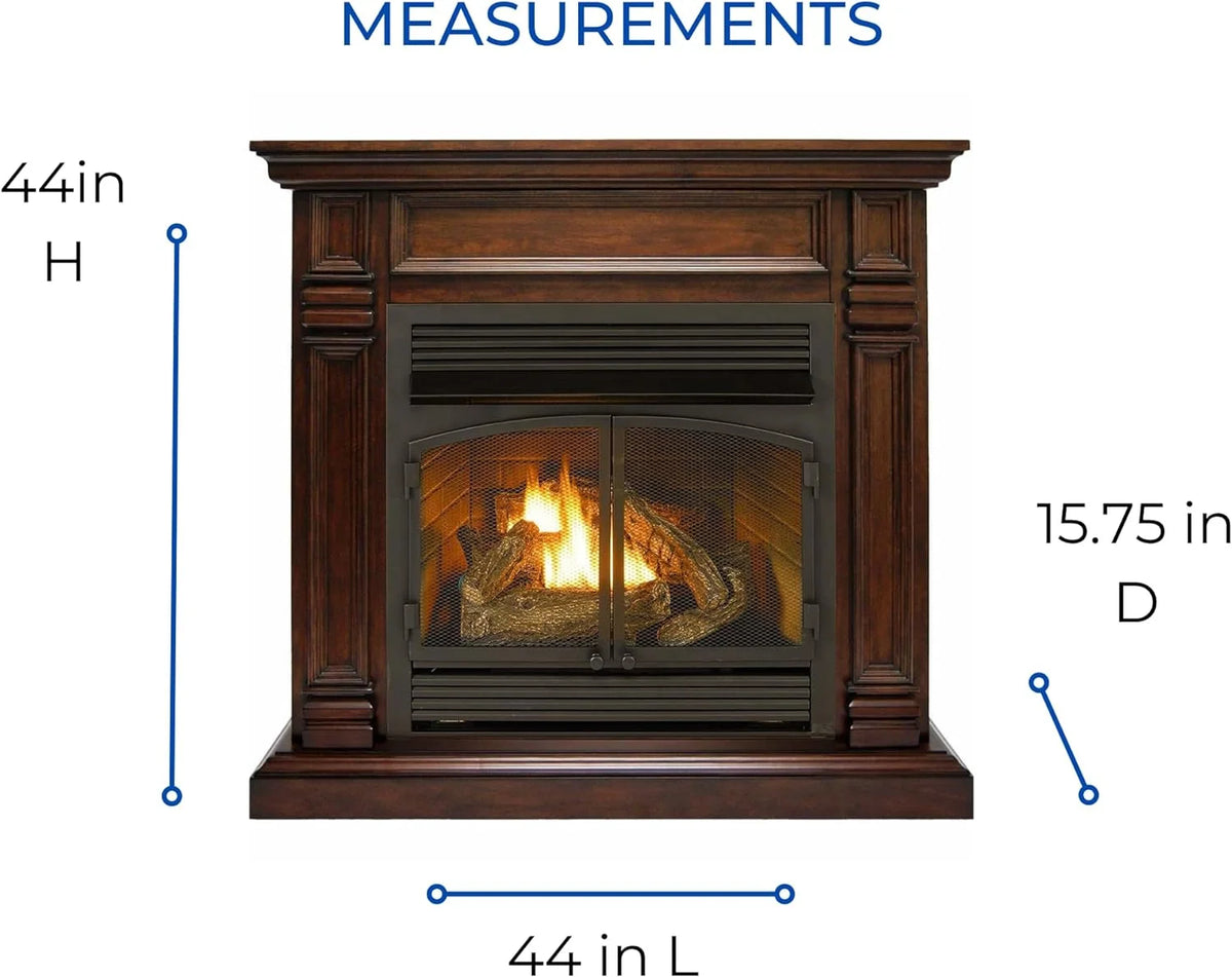 Duluth Forge Dual Fuel Ventless Gas Fireplace With Mantel - 32,000 BTU, T-Stat. Control, Auburn Cherry Finish - Model# DFS-400T-2AC