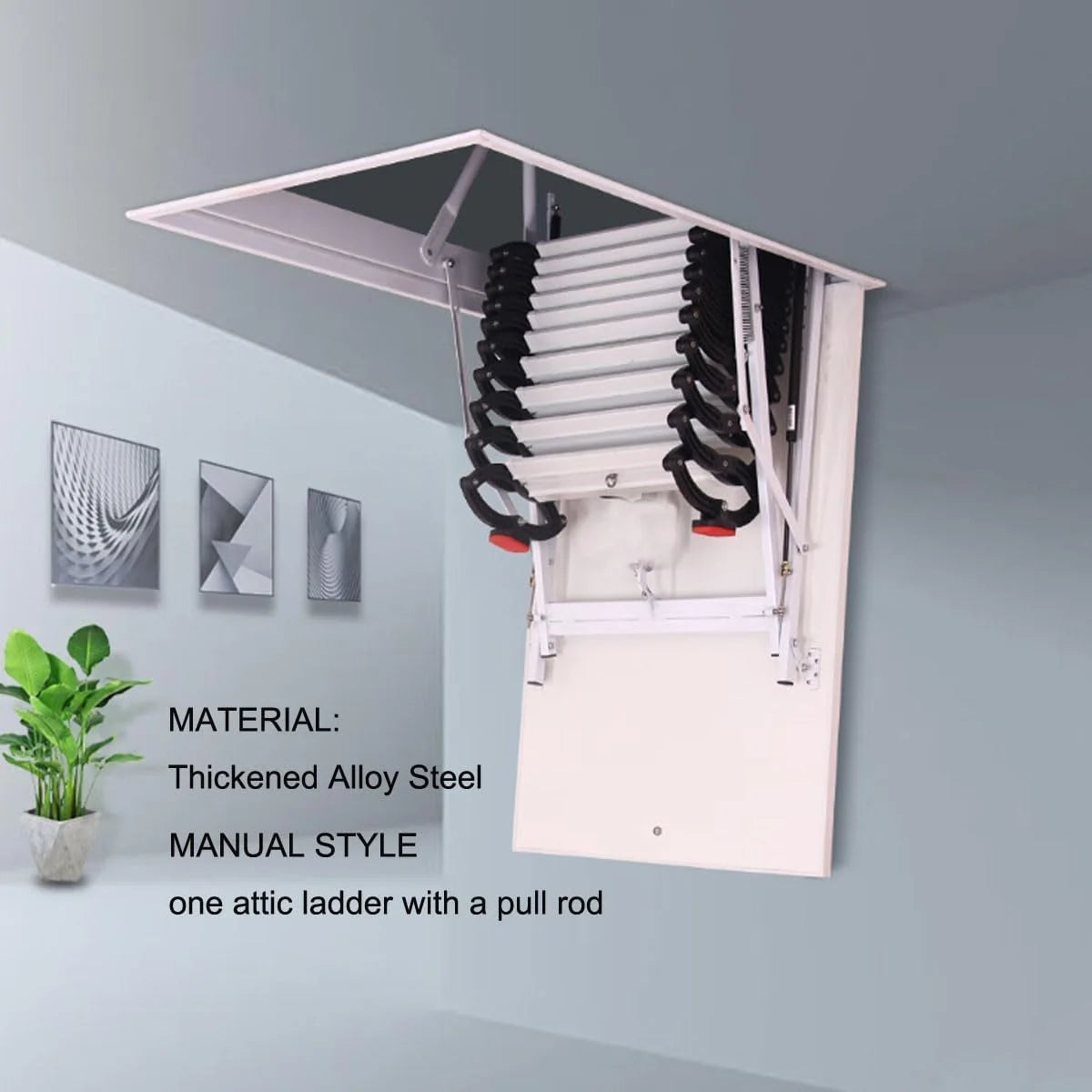 Attic Ladder Rough Opening Size 30 Inch x 30 Inch 12 Steps 9.8 Feet Height