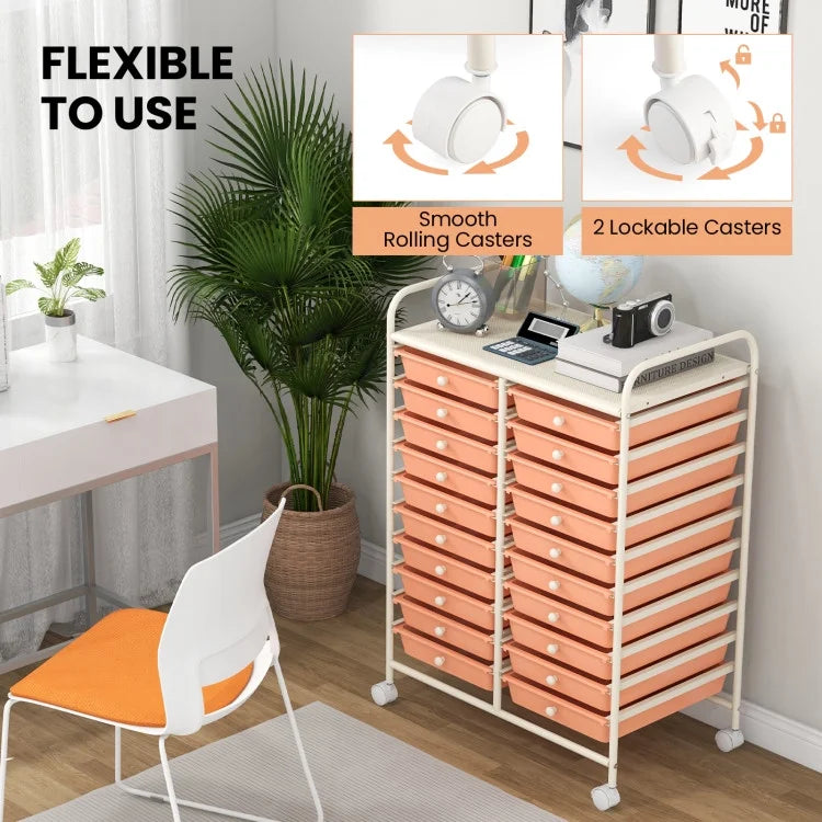 20 Drawers Rolling Storage Cart Studio Organizer