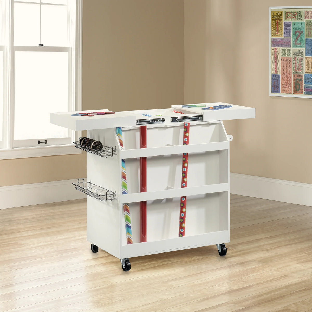 Sauder Select Craft Storage Cart, White Finish