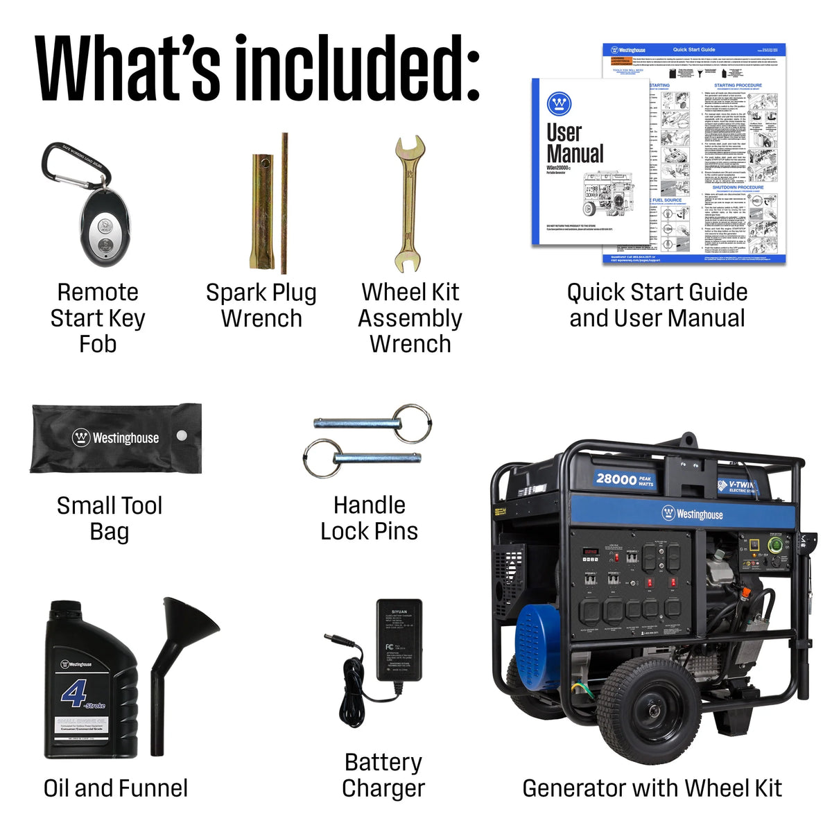 Westinghouse 28,000 Peak Watt Home Backup Portable Generator, Remote Electric Start with CO Sensor