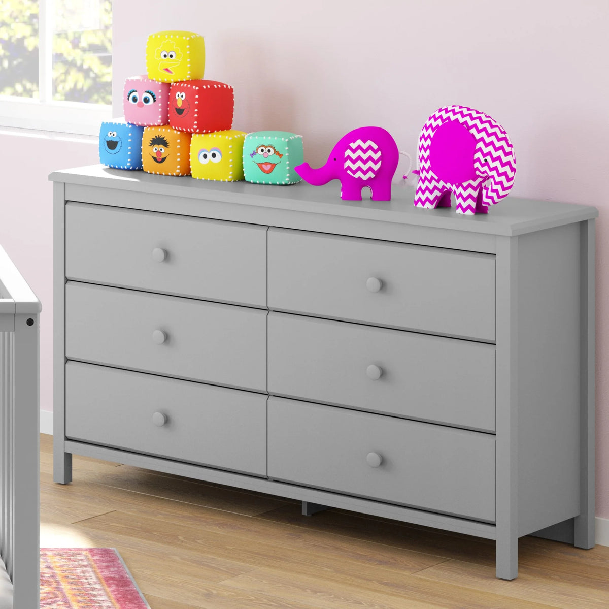 Storkcraft Alpine 6 Drawer Nursery Double Dresser, White