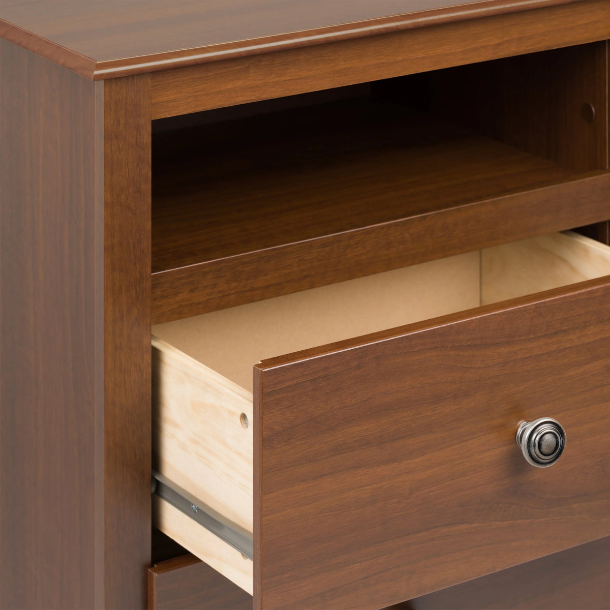 Prepac Sonoma 2 Drawer Tall Bedroom Nightstand With Open Shelf, Cherry