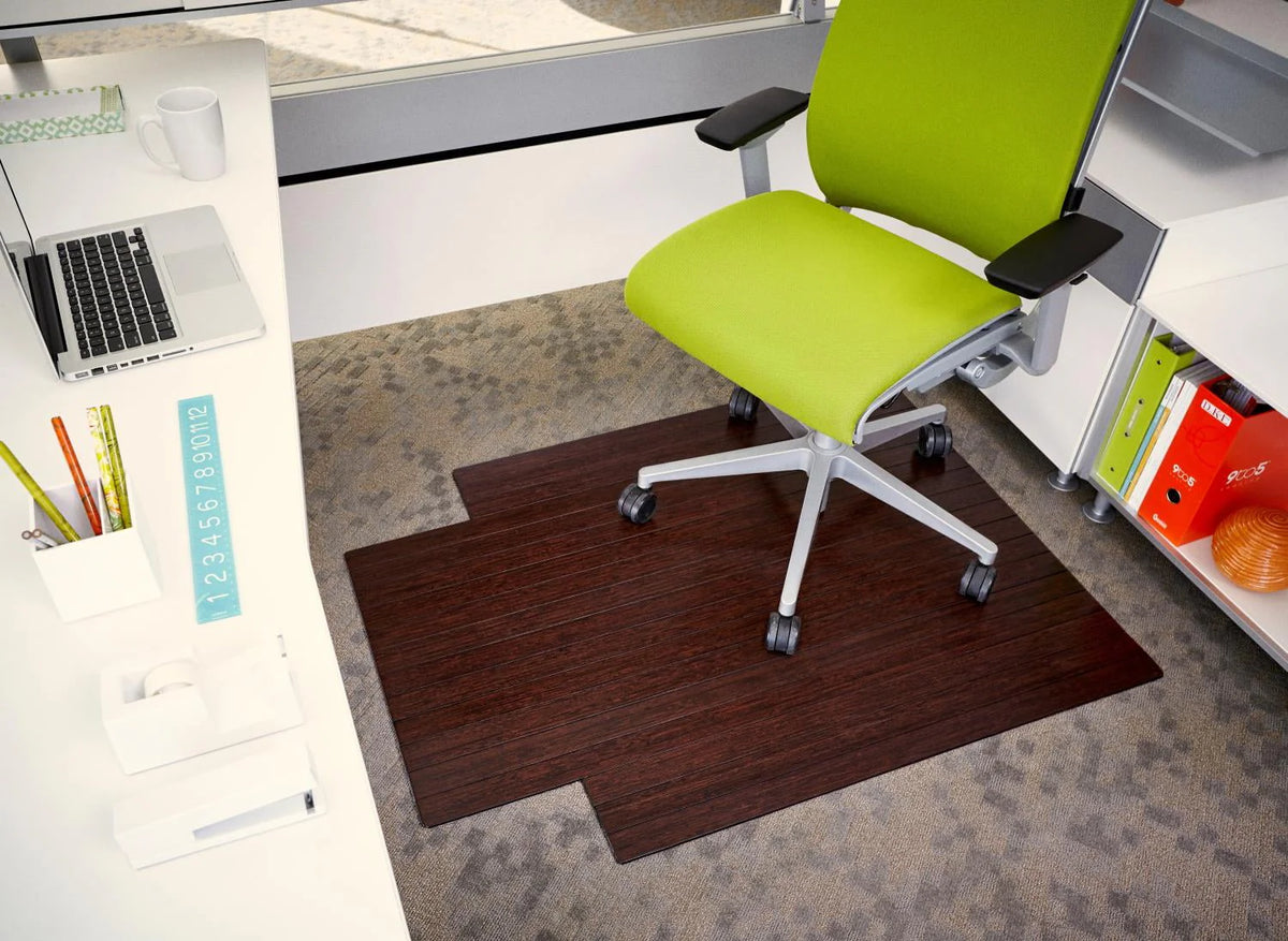 Anji Mountain Bamboo 36 x 48 Chair Mat for Carpet and Hard Floor, Rectangular with Lip, Cherry