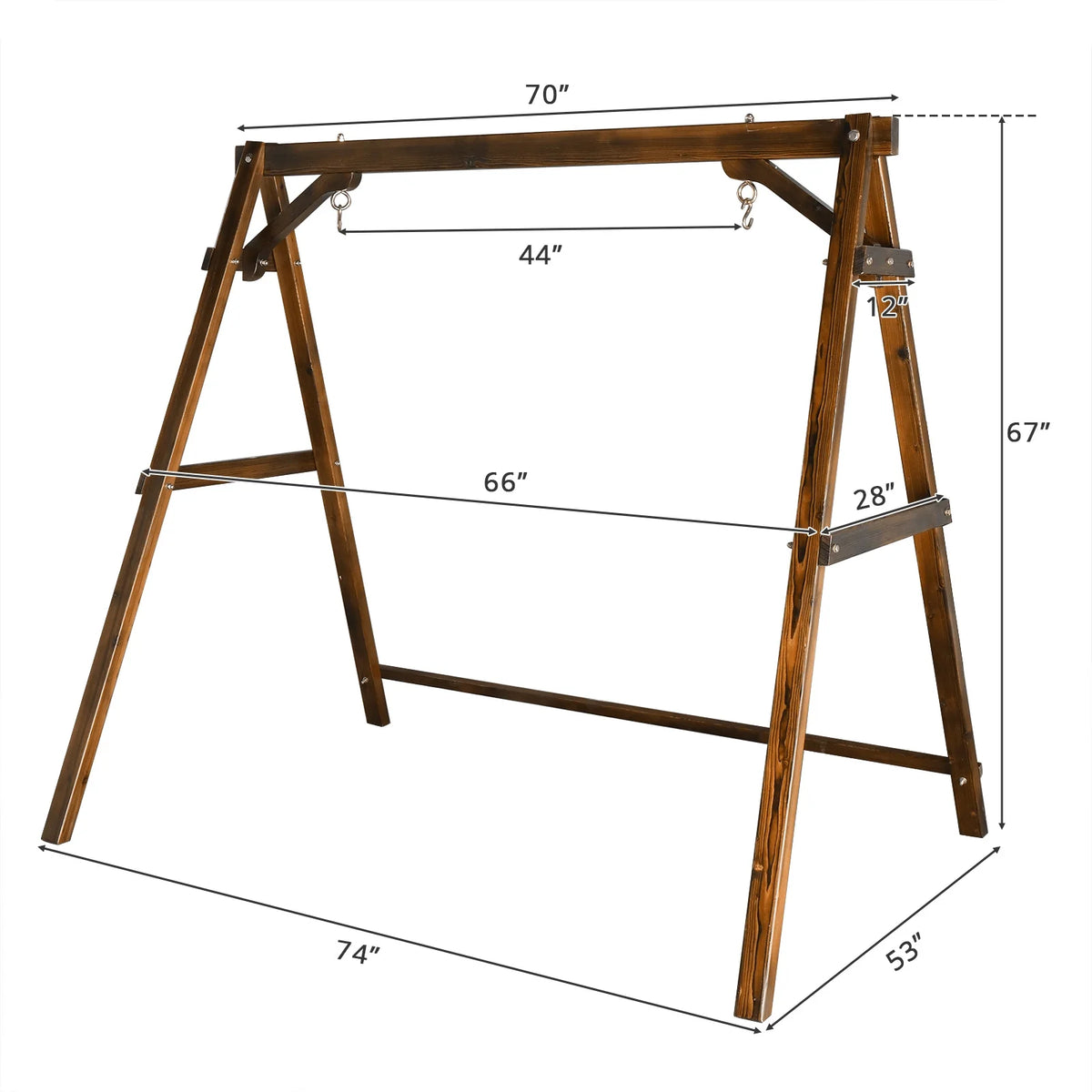 Zimtown Porch Swing Frame Swing Stand A-Frame 600lbs Wooden Carbonized 4FT