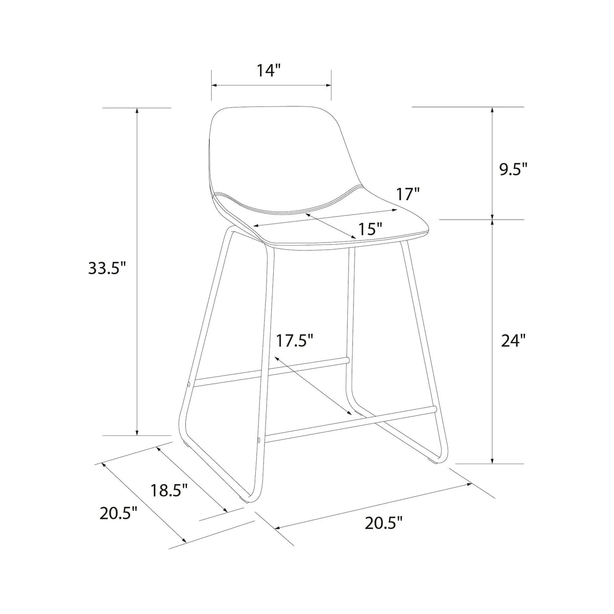 Better Homes & Gardens Farley Scoop Counter Height Stool, Camel Faux Leather
