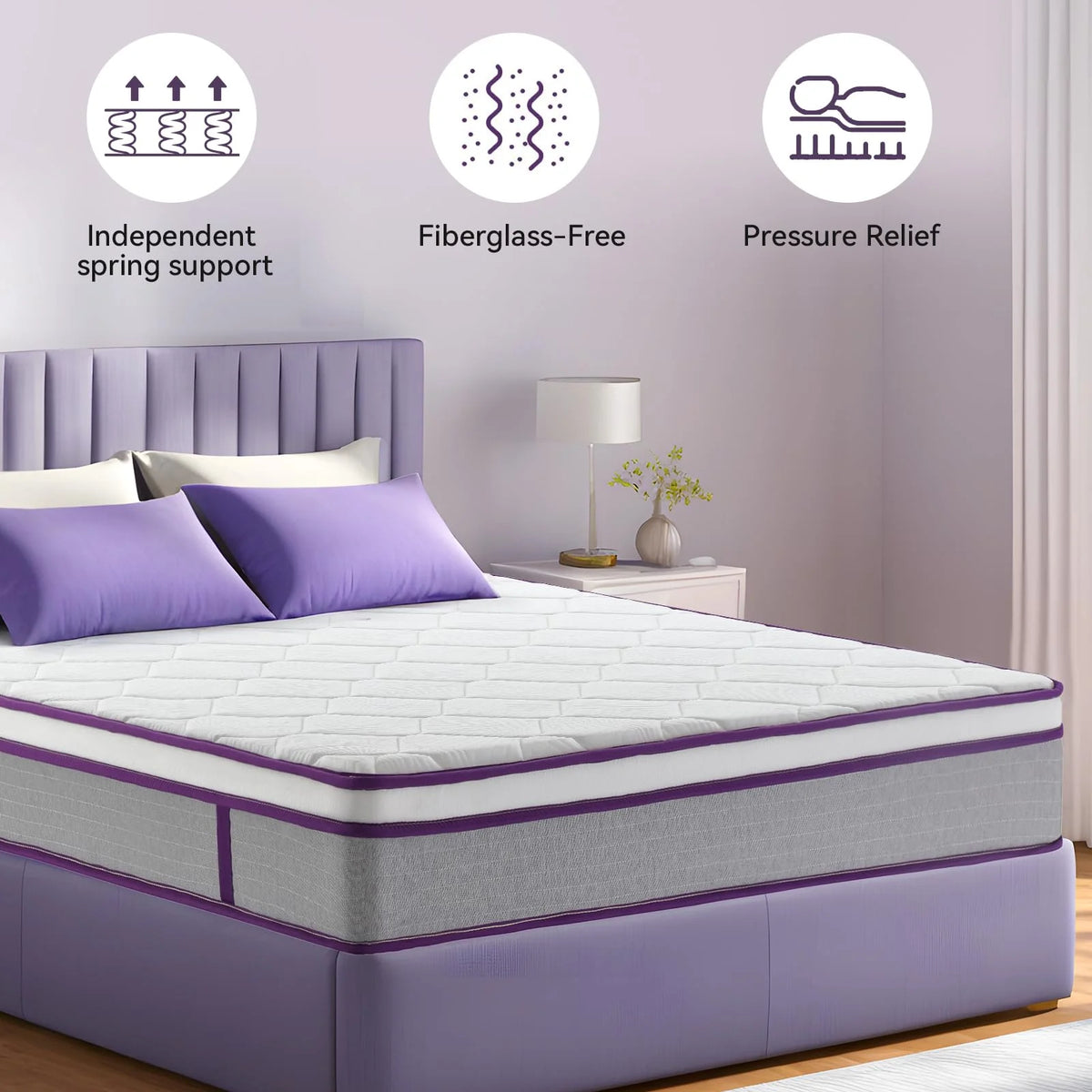 Mattress Twin, 12 Inch Medium Firm Twin Size Mattress in a Box, Hybrid Mattresses with Gel Memory Foam and Pocket Springs for Motion Isolation & Pressure Relief, Strong Edge Support