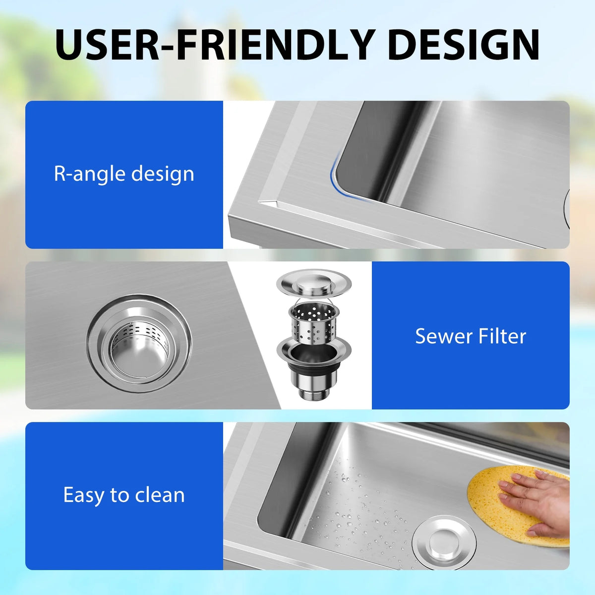 Maritcute 28"x20"x34" Stainless Steel Utility Sink with Hot/Cold Faucet, NSF Certified, for Home and Commercial Use