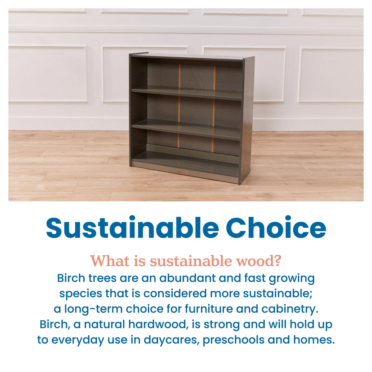 ECR4Kids Classic Bookcase, 36in, Grey Wash