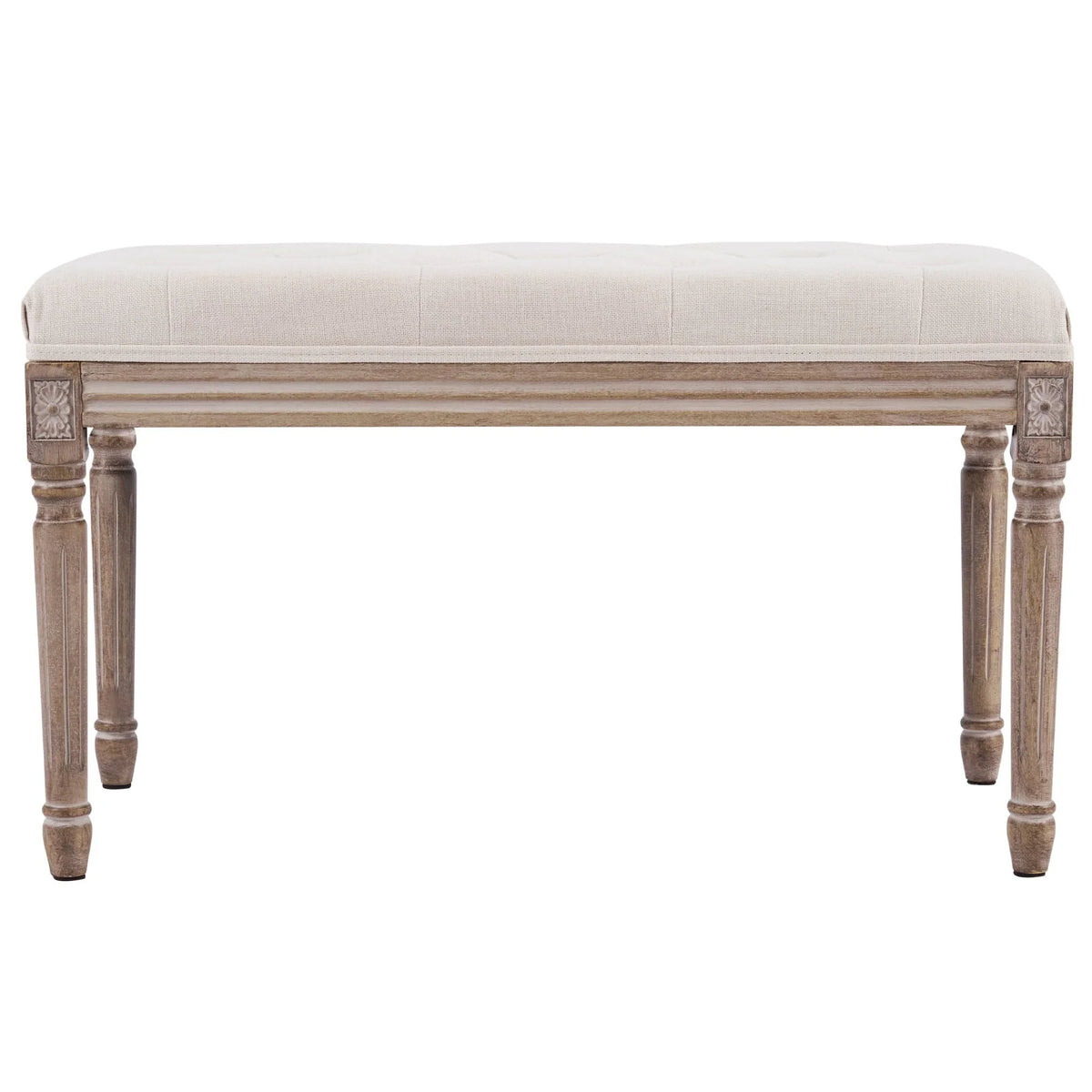 Wayshire Upholstered Entryway Bench with Rubber Wood Legs Tufted Ottoman for Dining Room Bedroom More