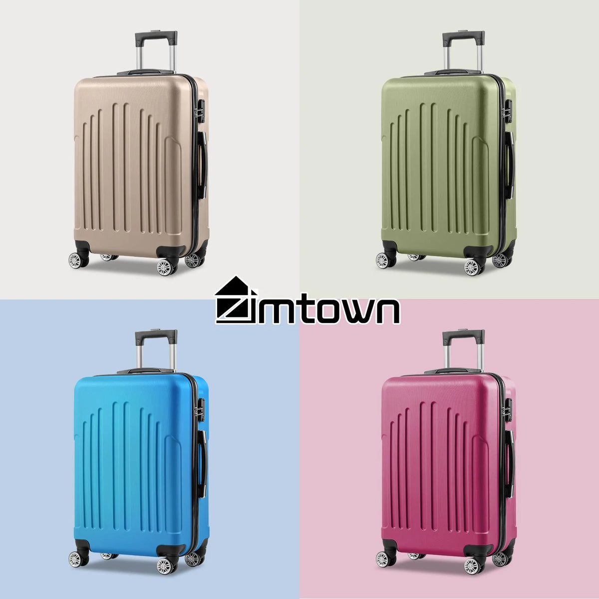 Zimtown 3 Piece Nested Spinner Suitcase Luggage Set With TSA Lock Royal Blue