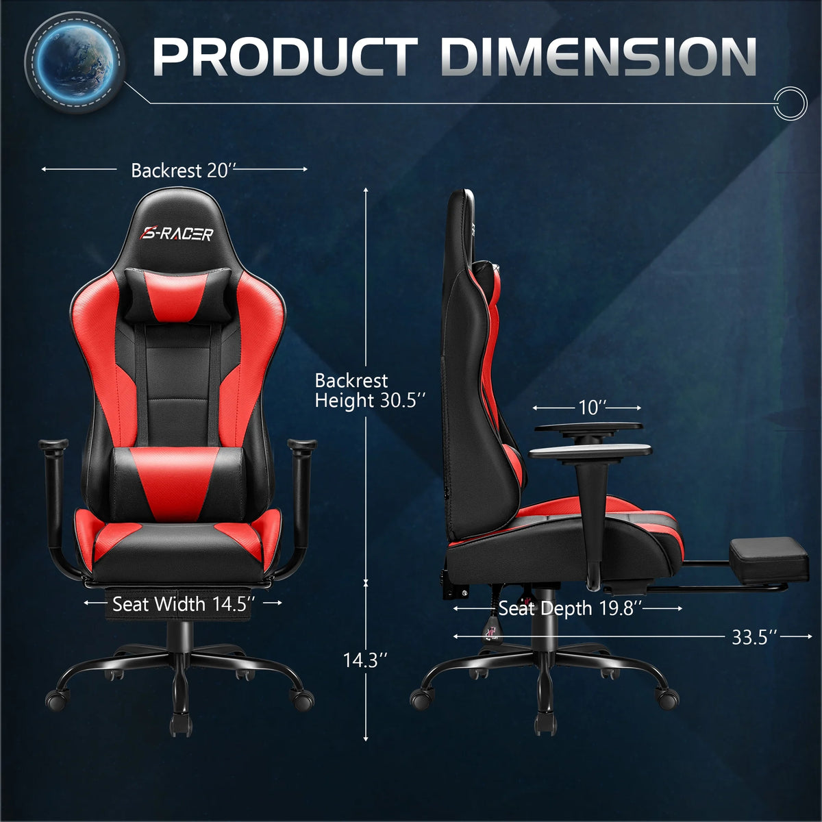 Homall Massage Gaming Chair Office Chair High Back PU Leather Chair with Footrest, Black