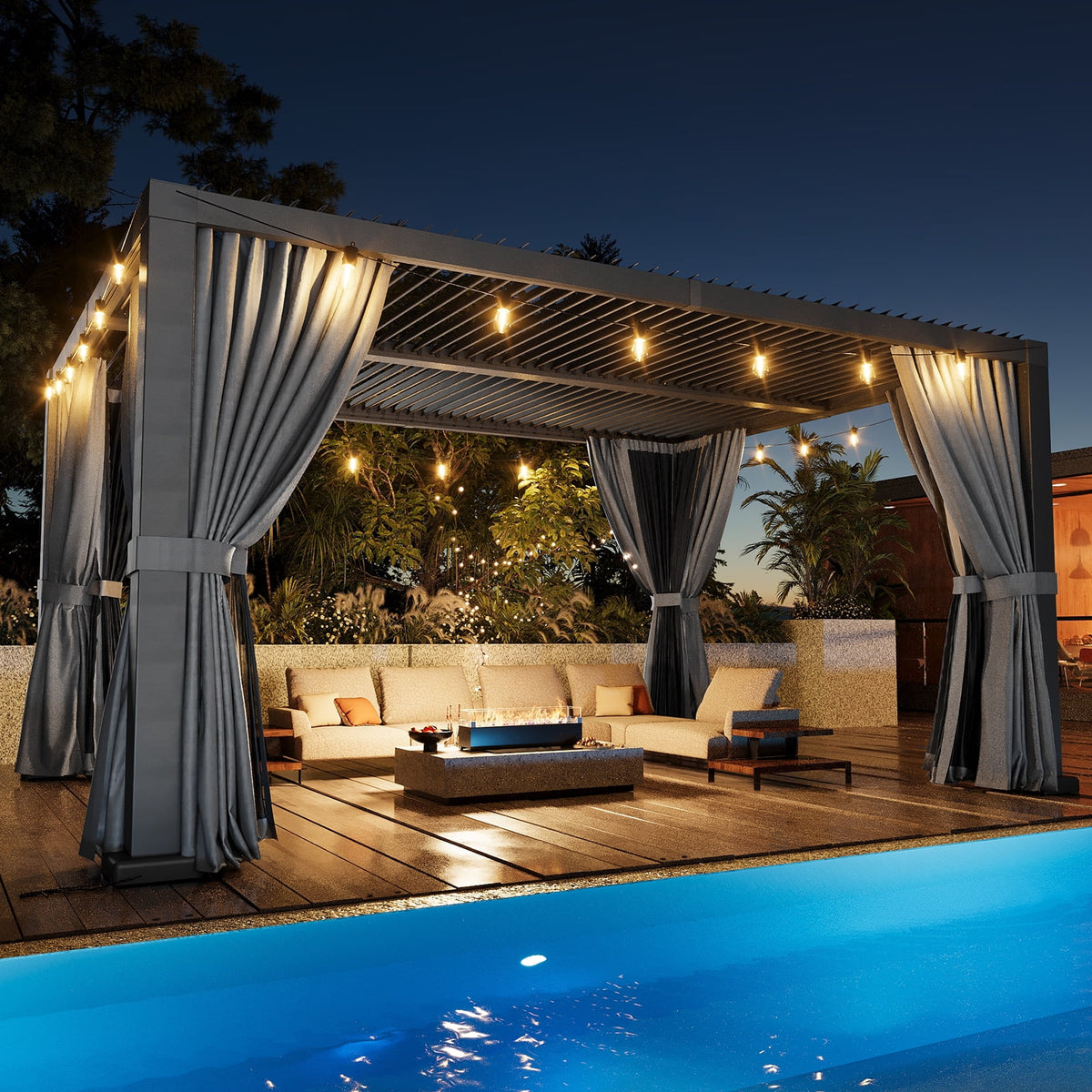 Aoxun 20' x 12' Louvered Pergola, Outdoor Aluminum Pergola with Adjustable Top for Decks, Gardens and Backyards, Gray