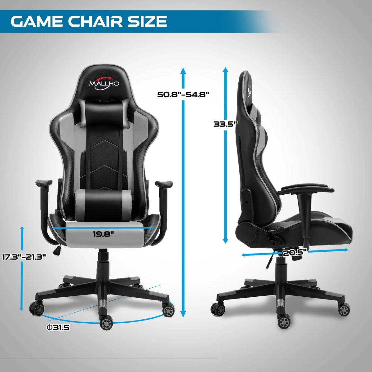 Polar Aurora Gaming Chair Computer Racing Style Video Chairs with Headrest Lumbar Support