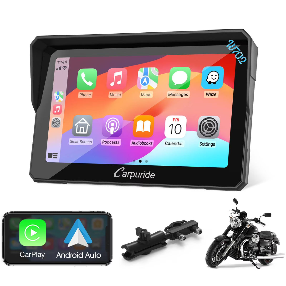 Carpuride Carplay & Android Auto��IP67 Smart Screen for  Motorcycle Stereo, Light Sensor��702�� ?