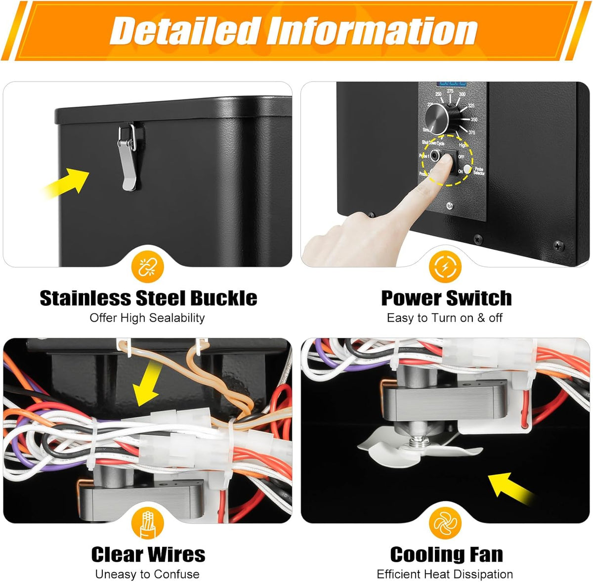 Vertical Pellet Hopper Assembly Kit with Digital Temperature Controller for BBQ Bake Roast