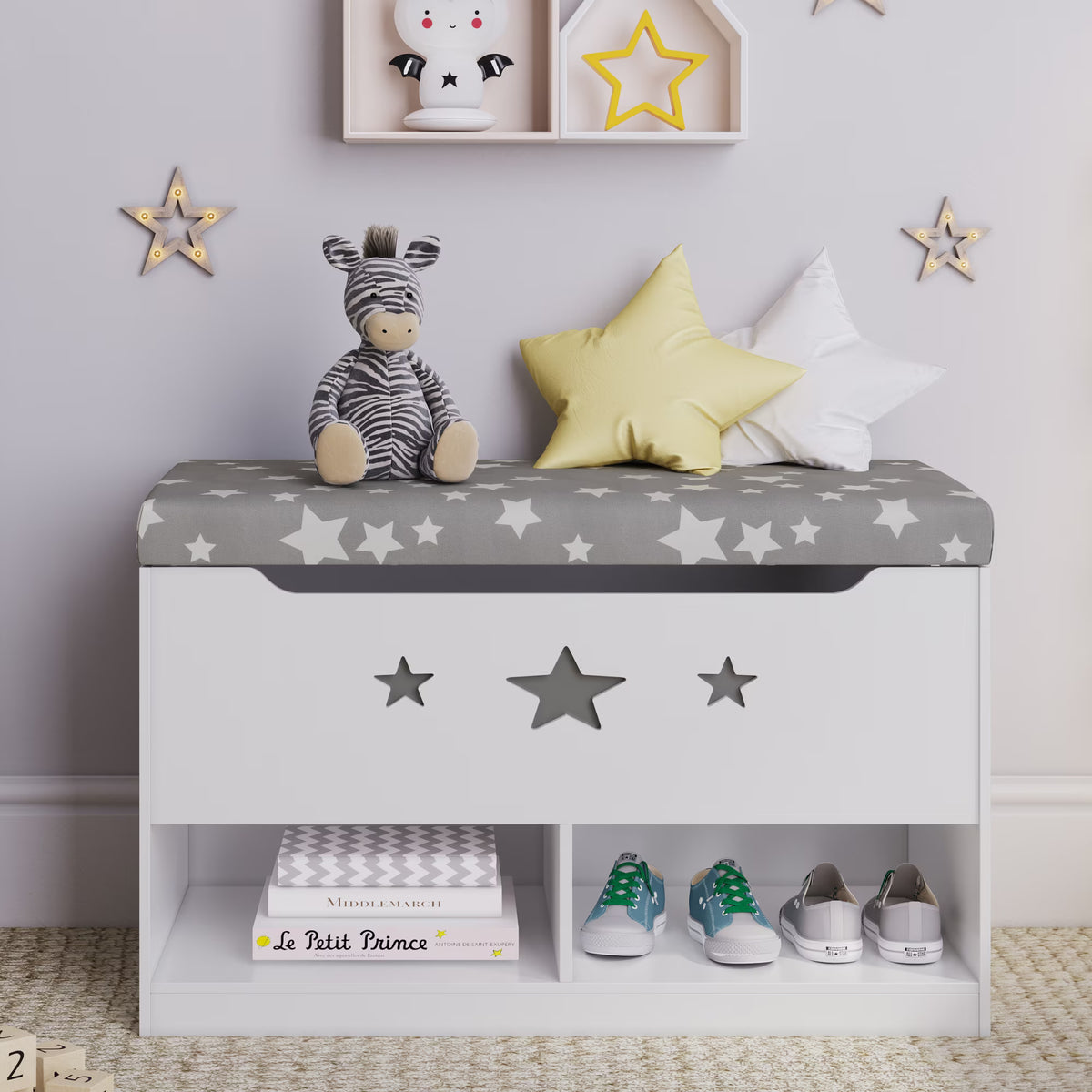 Sturdis Wooden Toy Box Spacious Storage for Home Organization, White