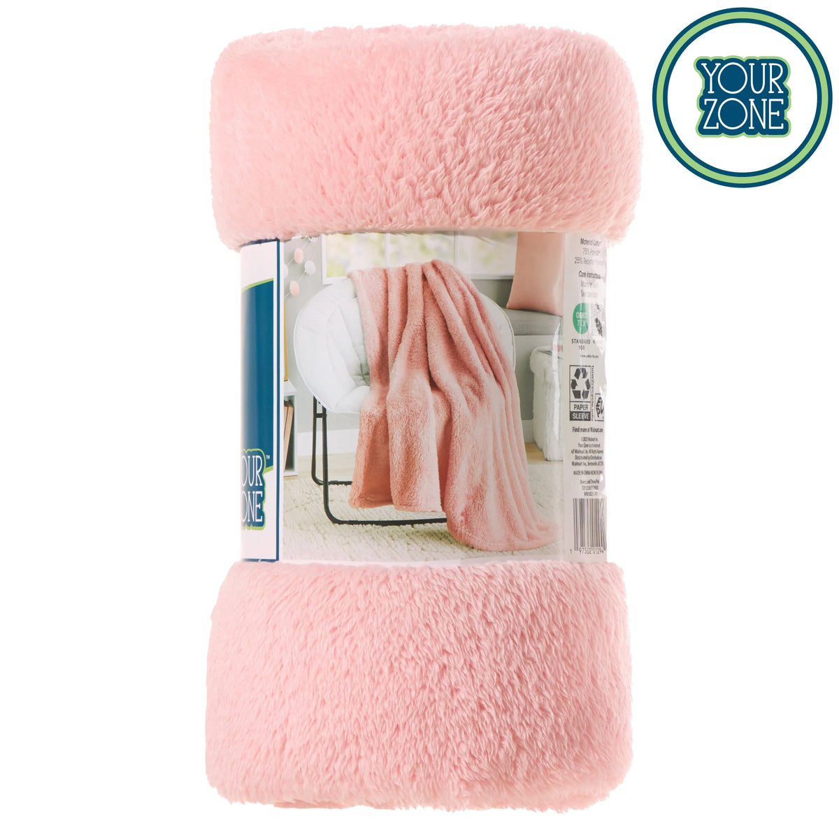Your Zone Pink, Soft, Oversized, Fuzzy  Throw Blanket for Kids, 72 x 50 inches