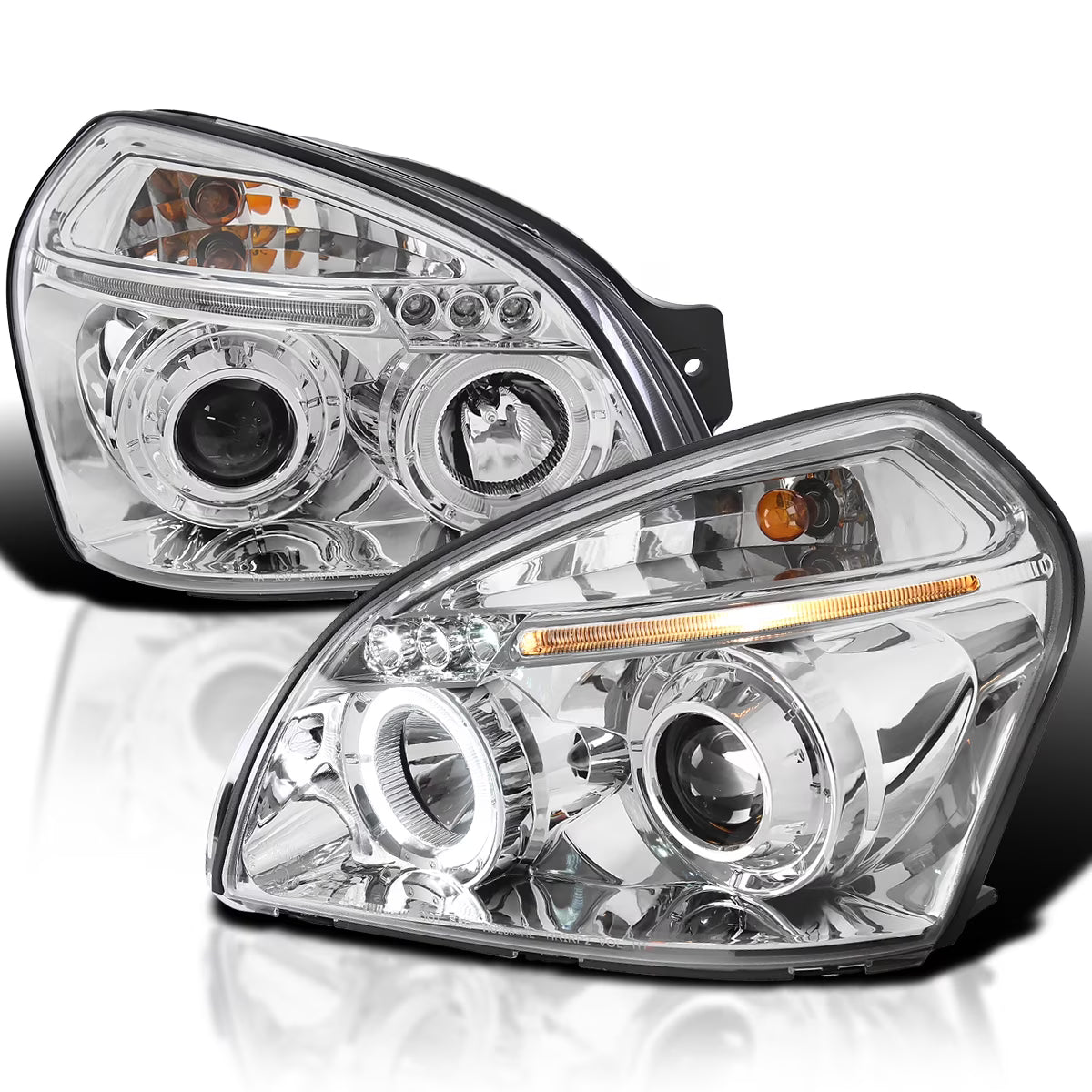 Spec-D Tuning Projector Headlights Black Compatible with 2005-2009 Hyundai Tucson All Modles, Left + Right Pair Headlamps Assembly