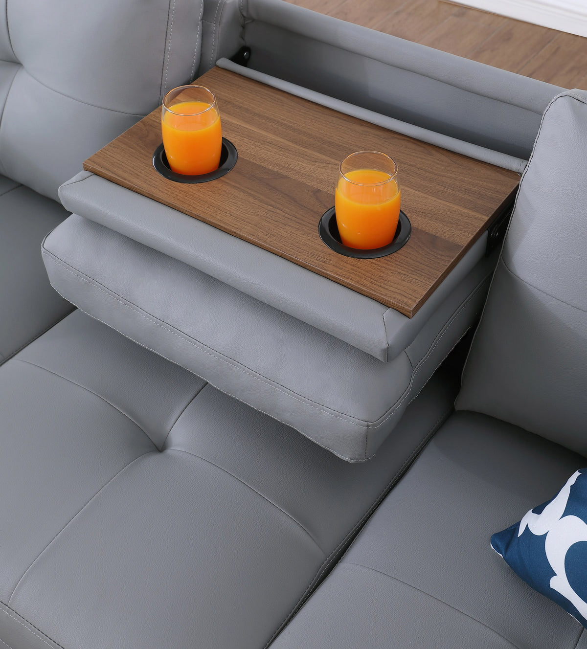 Sectional Sofas Faux Leather L - Shaped Sectional Set with Cup Holders 2pc,Large Sectional Couches