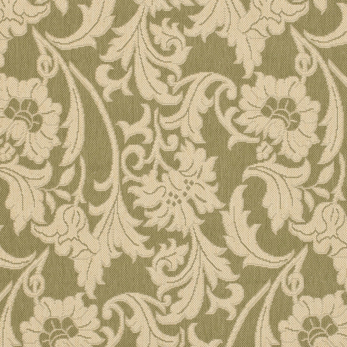 SAFAVIEH Courtyard Aubrey Floral Indoor/Outdoor Area Rug, Green/Creme, 5'3" x 7'7"