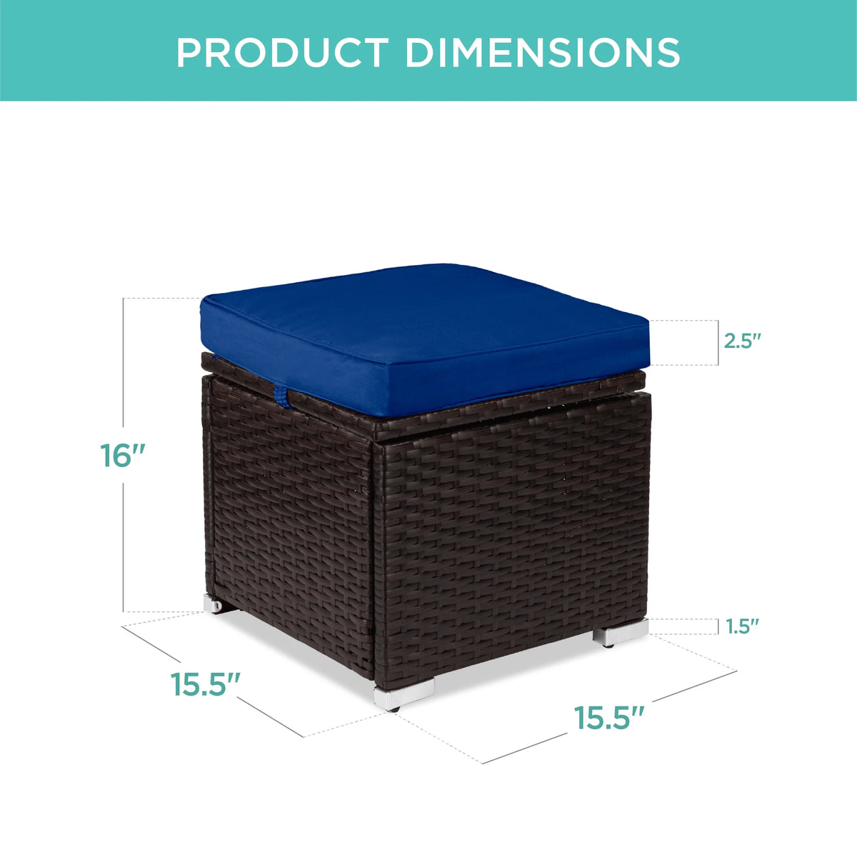 Best Choice Products Set of 2 Wicker Ottomans, Multipurpose Furniture w/ Removable Cushions - Brown/Beige
