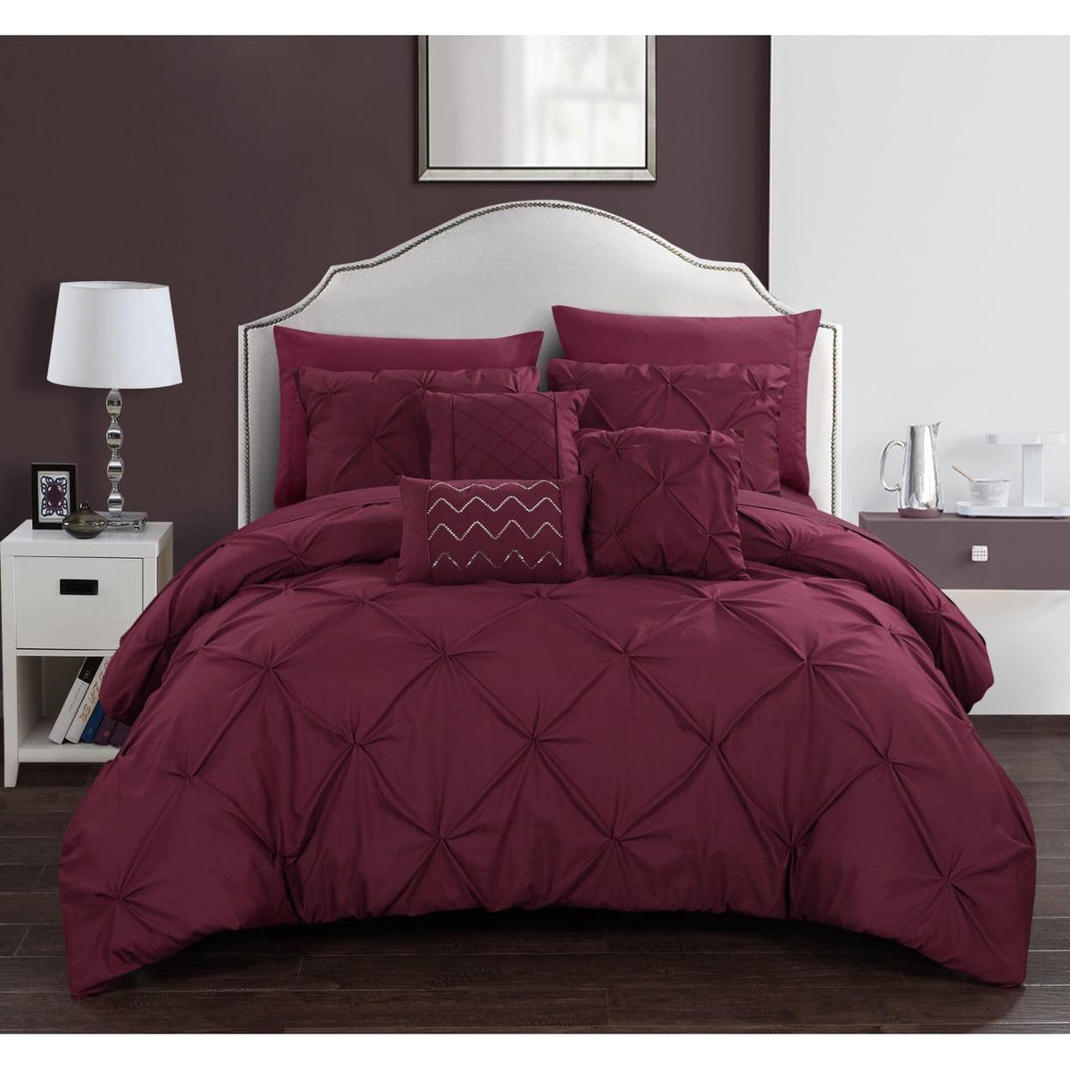 Alvatore Pinch Pleated Bed in a Bag Comforter Set