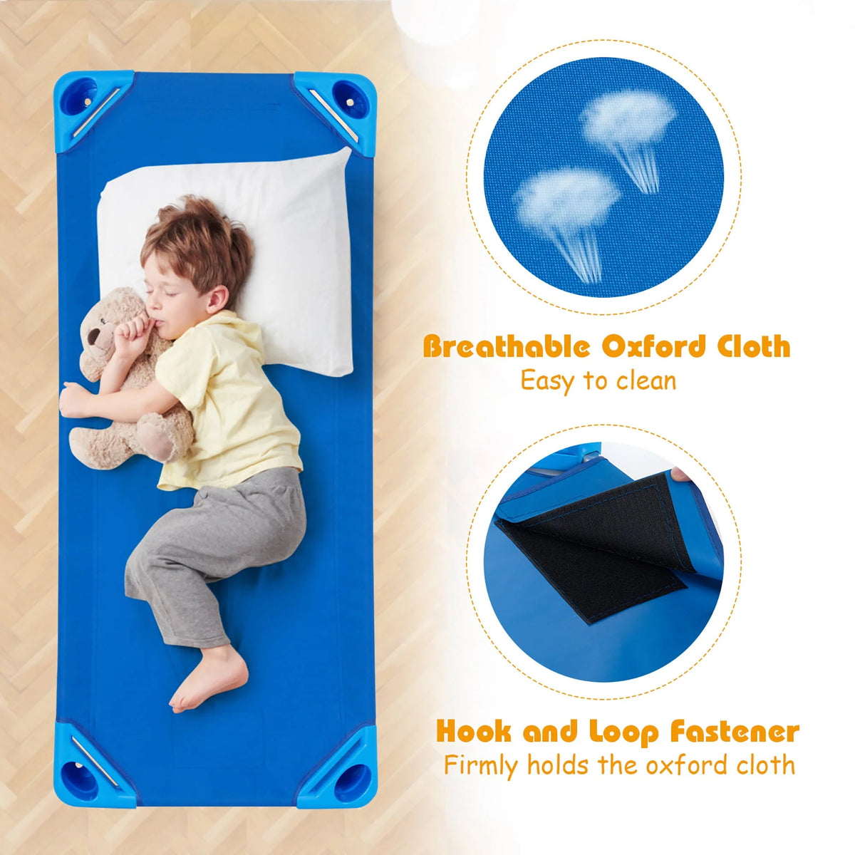 Costway Pack of 6 Kids Stackable Naptime Cot 52'' L x 23'' W Daycare Rest Mat