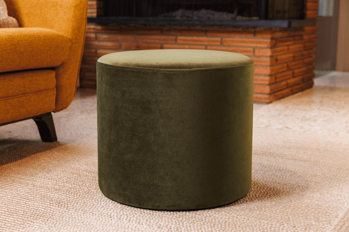 Wovenbyrd Round Pouf Ottoman with Foam Core, Gray �C Perfect for Living Room or Bedroom
