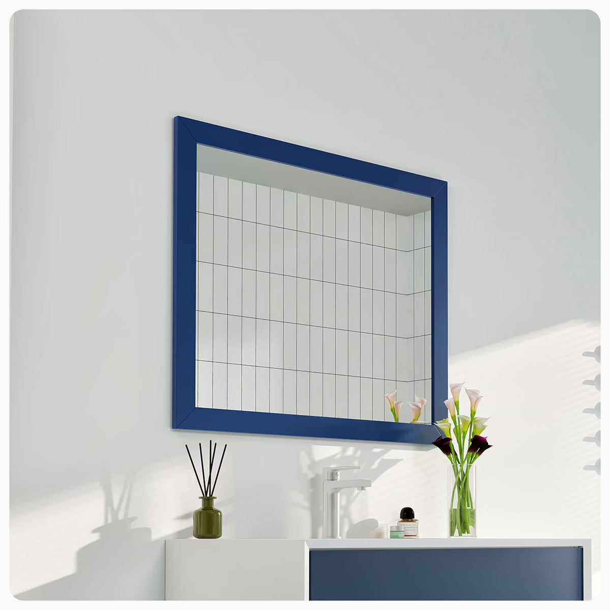 EVIVA Acclaim 36X30 Transitional Blue Bathroom Mirror