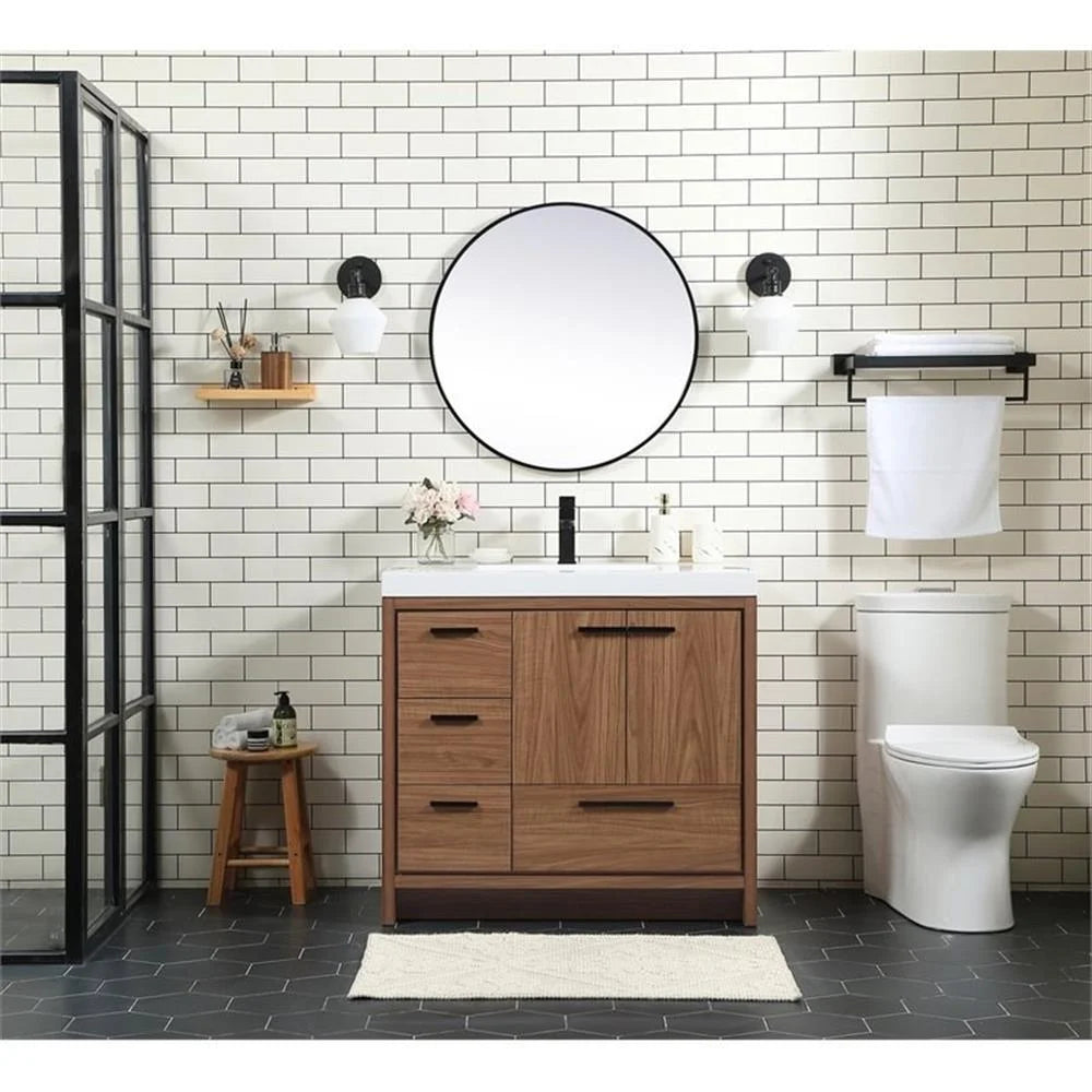 36 inch single bathroom vanity in natural oak