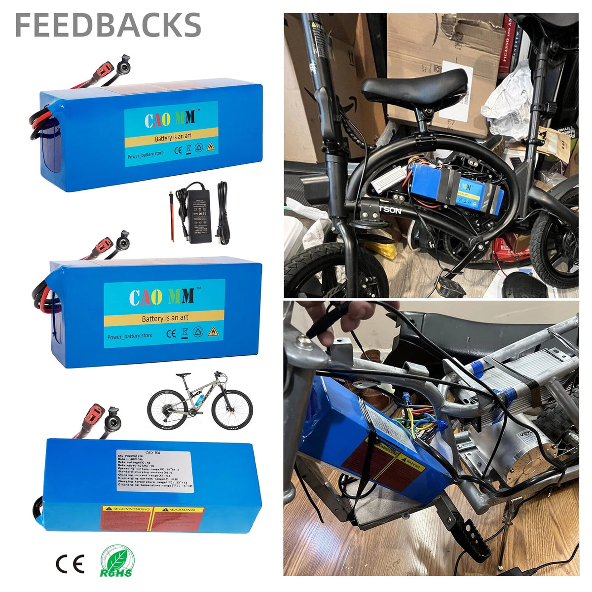48V 8Ah Lithium Battery 30A BMS 48V Battery with Charger for 750W Electirc Tricycle Motor