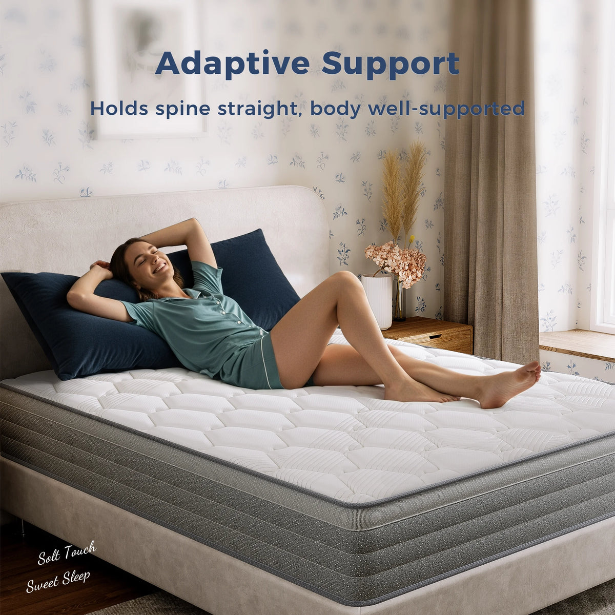 POSMOND Full Mattress, 10 inch Full Hybrid Mattress in a Box, Upgrade Individually Pocket Springs, Medium, Anti-static Fabric,Pressure Relief, Breathable Comfort and Durable, CertiPUR-US Certified