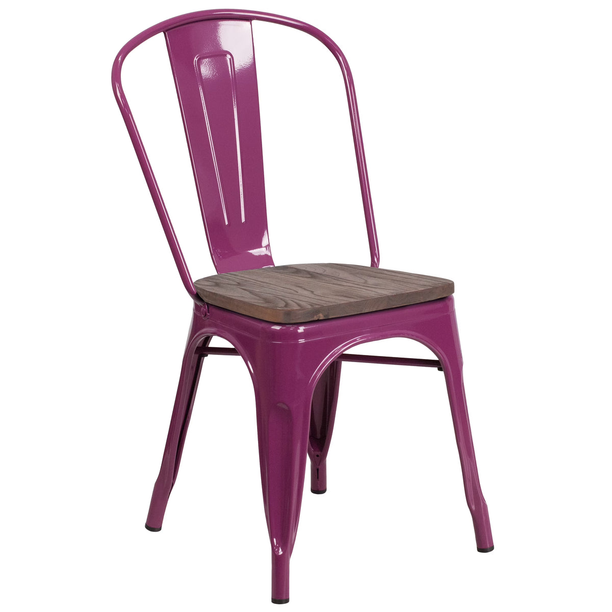 Flash Furniture Copper Metal Stackable Chair with Wood Seat