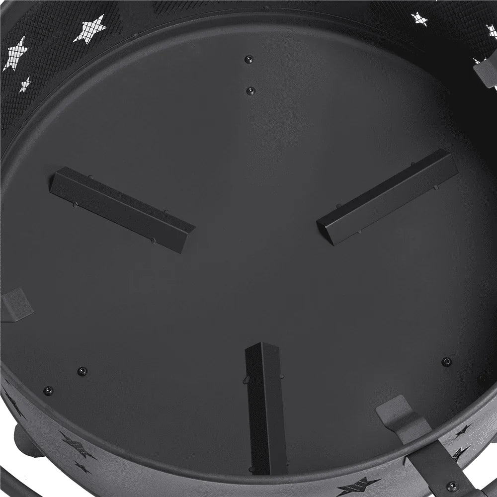 Yaheetech 30'' Outdoor Round Fire Pit, Black, Wood
