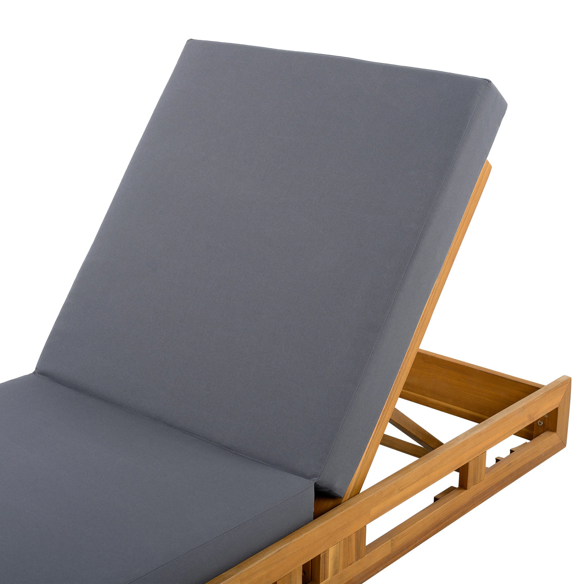 Patio Seating LOUNGE CHAISE SET, ACACIA WOOD WITH WATER-RESISTANT LOUNGE CUSHIONS (CREAM & 4 INCH THICK) - MATCHING DARK GREY VERSION AVAILABLE,Outdoor Seating