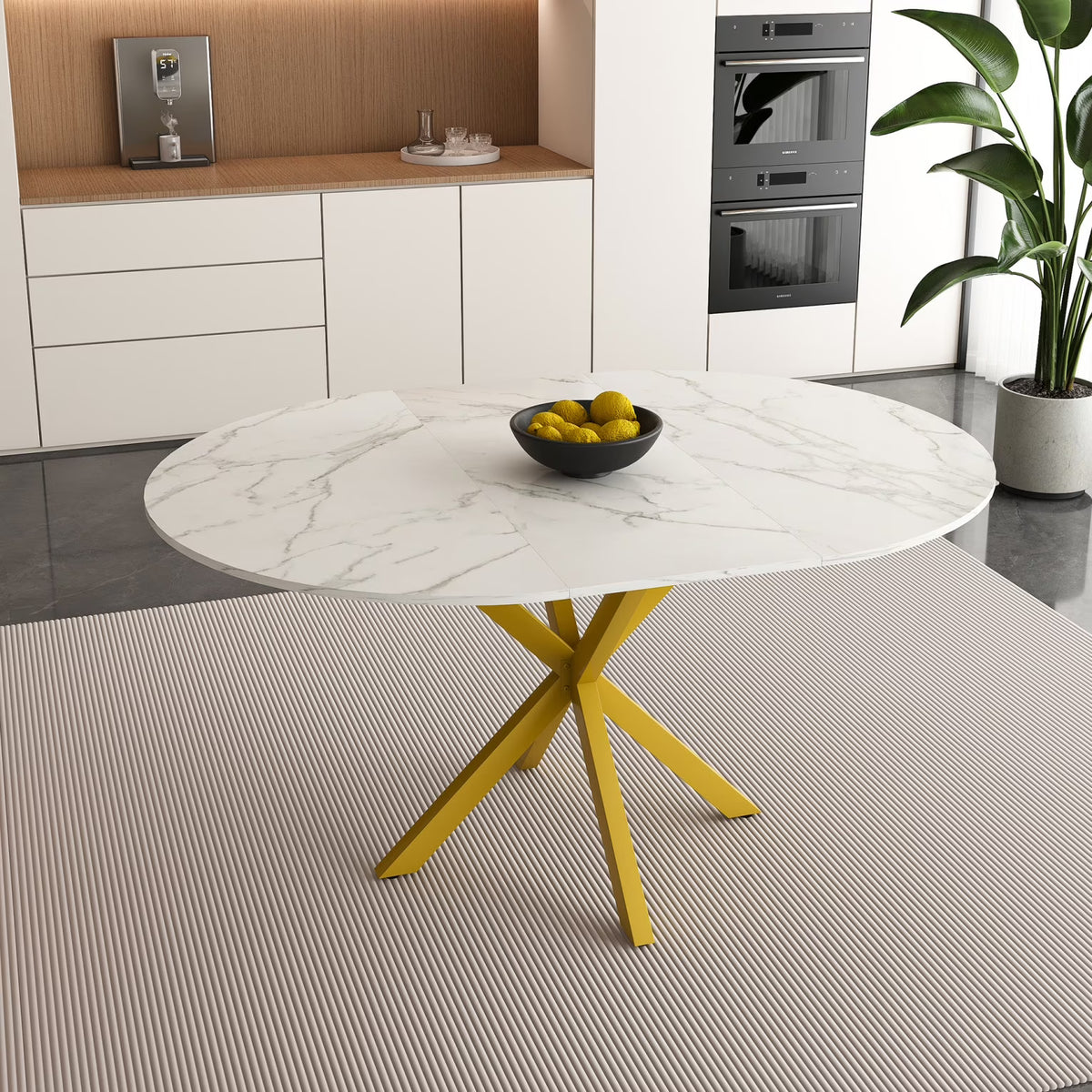 42"-59" Extendable Dining Table, Farmhouse Oval Kitchen Table with Removable Leaves and Metal Legs Support for Living Room, Walnut