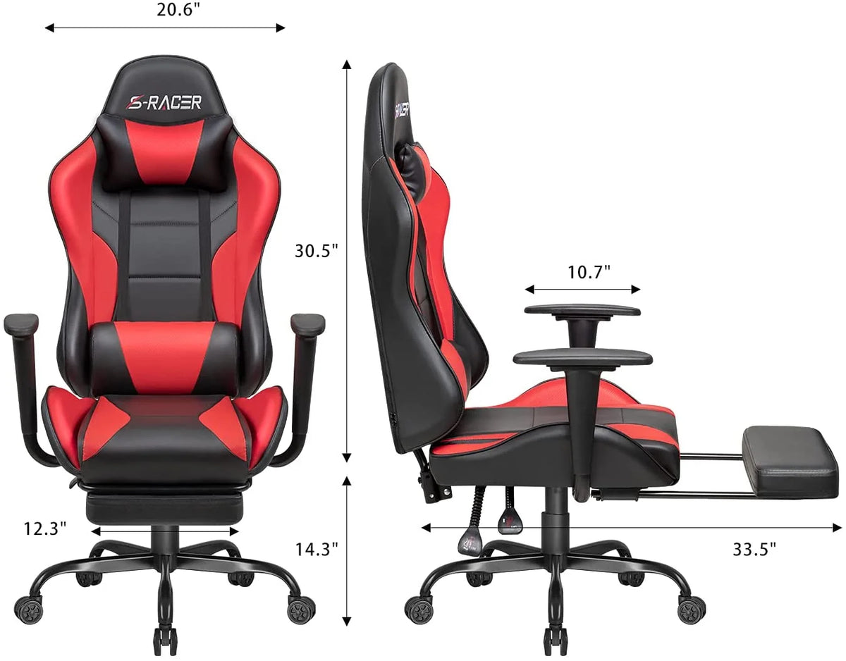Lacoo High Back Gaming Chair Ergonomic Gaming Computer Chair,Black