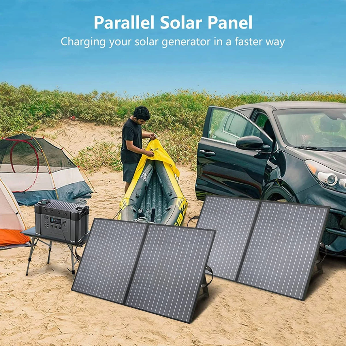 ALLPOWERS S2000 Solar Generator Kit, include 2000W 1500Wh Portable Power Station with 2 Pack SP027 100W Foldable Solar Panel, 【Shipping Separately】