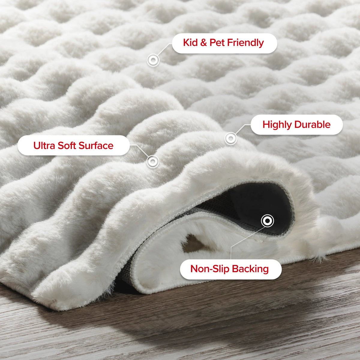 nuLOOM Jeni SuperiorWash Solid Faux Rabbit Machine Washable Area Rug, 2' 6" x 8', Runner, Jeni Grey