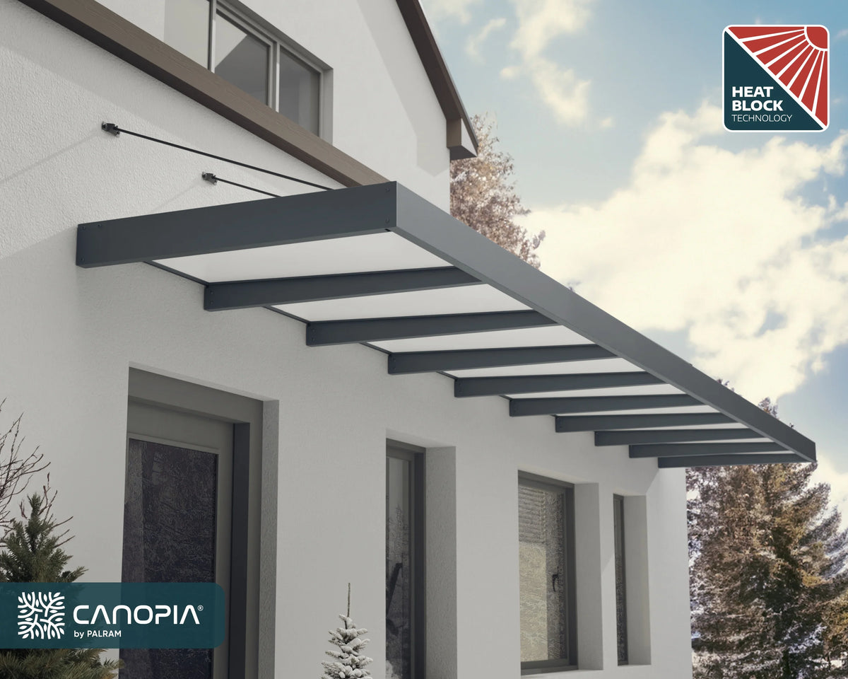 Palram - Canopia Sophia XL 2000 6' x 5' Acrylic Awning - Gray/Mist