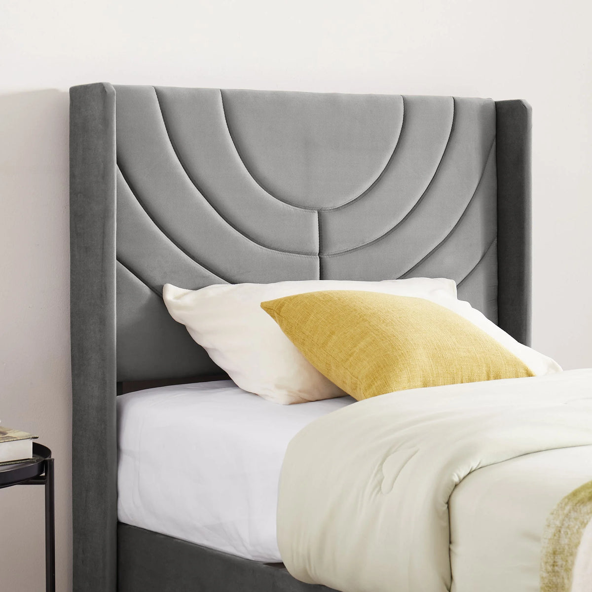 VECELO Set of 2 Twin Bed Frames, Modern Upholstered Platform Bed Frame with Tufted Headboard, No Box Spring Needed, Dark Green