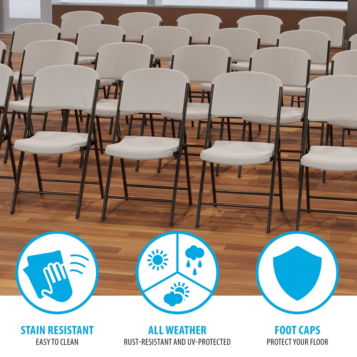 Lifetime Folding Chair, Indoor/Outdoor Commercial, White Granite, 4 Pack (42804)
